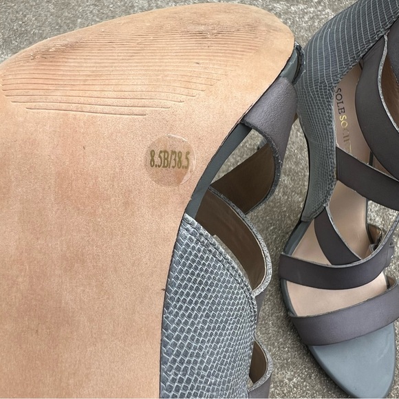 Sole Society Ashton Textured High Heel Sandal Gray Strappy Buckle, size 8-1/2 - Picture 12 of 13